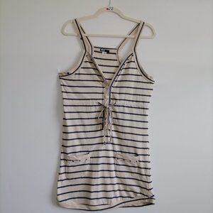 Urban Outfitters BDG Women's Spaghetti Strap Dress Cream Blue Stripe Size L